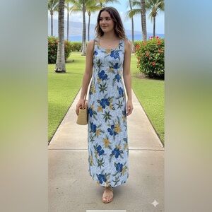 Hilo Hattie Womens Sundress Blue Floral Hawaiian‎ Midi Sleeveless 4